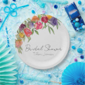 ブライトチューリップ&グリーンブライダルシャワー ペーパープレート (パーティー)