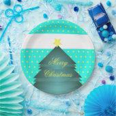 ブライトティール（緑がかった色）ビーチクリスマステーマ ペーパープレート (パーティー)