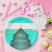 ブライトティール（緑がかった色）ビーチクリスマステーマ ペーパープレート (パーティー)