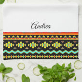 ブライトトライバルデザイン パーソナライズされた キッチンタオル (折り畳み)