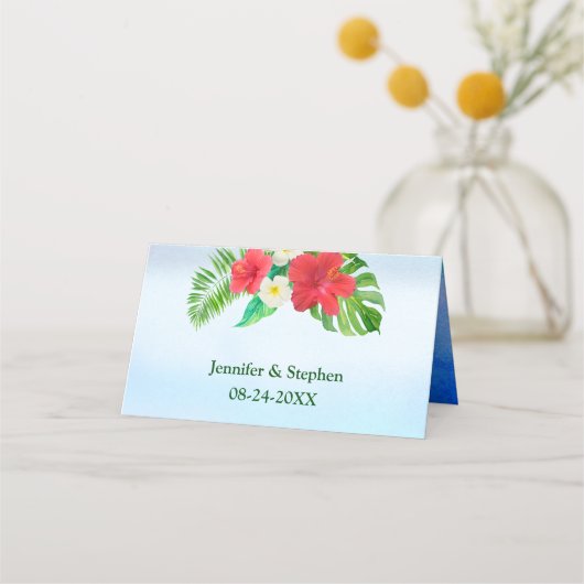 ブライトトロピカル結婚フローラズテーブルプレイス プレイスカード (裏面)