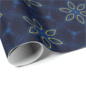 ブライトネイビー&金ゴールドスターライトデザイン ラッピングペーパー (ロールコーナー)