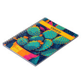 ブライトネオンサボテン鮮やか南西イラストレーション ノートブック (左側)