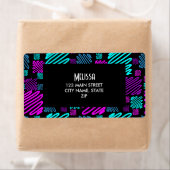 ブライトネオンパープルブルージオメトリック差出人住所 ラベル (インサイチュ)