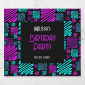 ブライトネオンパープルブルージオメトリック誕生日 スパークリングワインラベル (シングルラベル)