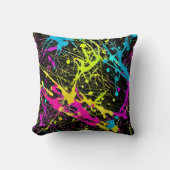 ブライトネオン絵を描(ばちゃばちゃ)跳ねる クッション (正面)