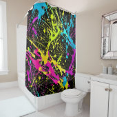 ブライトネオン絵を描（ばちゃばちゃ）跳ねる シャワーカーテン (インサイチュ)