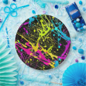 ブライトネオン絵を描(ばちゃばちゃ)跳ねる ペーパープレート (パーティー)