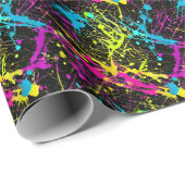 ブライトネオン絵を描(ばちゃばちゃ)跳ねる ラッピングペーパー (ロールコーナー)