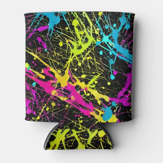 ブライトネオン絵を描（ばちゃばちゃ）跳ねる 缶クーラー (正面)