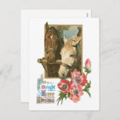 ブライトハッピークリスマス – ヴィンテージ馬 シーズンポストカード (正面/裏面)