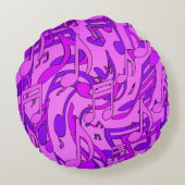 ブライトハッピーパープルヒューズ踊りミュージックノート ラウンドクッション (裏面)