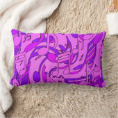 ブライトハッピーパープルヒューズ踊りミュージックノート ランバークッション (ブランケット)