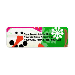 ブライトハッピー雪だるま差出人住所ラベル ラベル