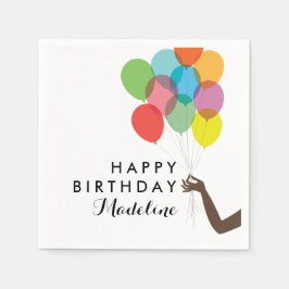 ブライトバルーンカスタマイズハッピーバースデーナプキン スタンダードカクテルナプキン