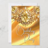 ブライトバースデーパーティーシルクイエロージュエル金ゴールド 招待状 (正面)