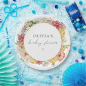 ブライトパステルウォーターカラーフローラ春ベビーシャワー ペーパープレート (パーティー)
