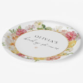 ブライトパステルウォーターカラーフローラ春ベビーシャワー ペーパープレート (アングル)