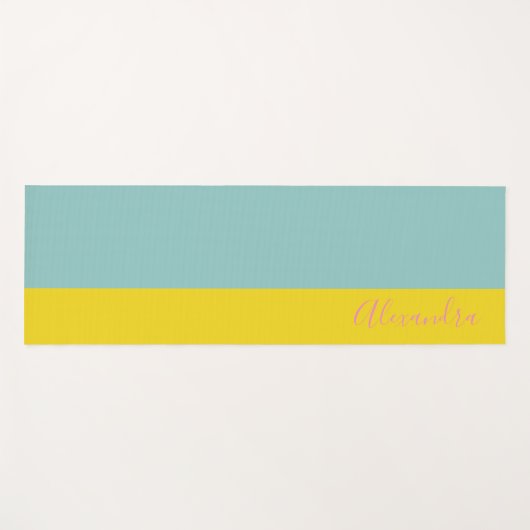 ブライトパステルカラーブロックアクアイパーソナライズされたエロー ヨガマット (正面(横))