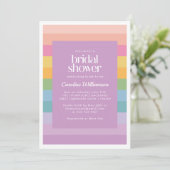 ブライトパステルストライプレインボーパープルブライダルシャワー 招待状 (スタンド正面)