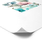 ブライトパステルピンクブルーフラワーズ花模様ズバイアヴァ ポスター (角)