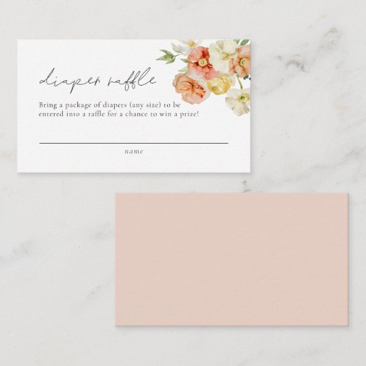 ブライトパステルフローラガールおむつラッフルチケット エンクロージャーカード (正面/裏面)
