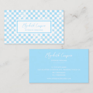 ブライトパステルブルー市松模様にボード 名刺
