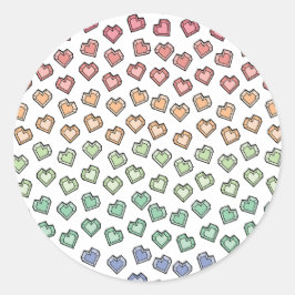 ブライトパステルレインボージェムストーンハートパターン ラウンドシール