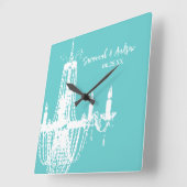 ブライトパーソナライズされたアクアシャンデリアまたは任意の色 スクエア壁時計 (傾斜)