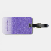 ブライトパーソナライズされたパープルグリッターモノグラム ラゲッジタグ (裏面横)