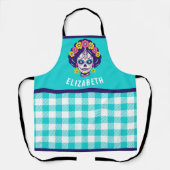 ブライトパーソナライズされたフローラシュガースカルガール エプロン (正面)