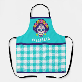 ブライトパーソナライズされたフローラシュガースカルガール エプロン