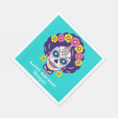 ブライトパーソナライズされたフローラシュガースカルガール スタンダードランチョンナプキン (角)