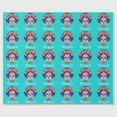 ブライトパーソナライズされたフローラシュガースカルガール ラッピングペーパー (フラット)