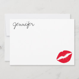 ブライトパーソナライズされたレッドグラムリップスティックキス ノートカード