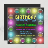 ブライトパーティーライト誕生日招待状 招待状 (正面/裏面)