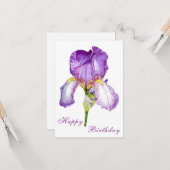 ブライトパープルアイリスハッピーバースデーはがき カード (正面/裏面インサイチュ)