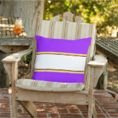 ブライトパープルオレンジイエローホワイトレースストライプズ アウトドアクッション (椅子)