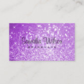 ブライトパープルグリッターきらめくスターズイニシャル 名刺 (正面)
