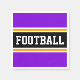 ブライトパープル白黒イエローサッカーストライプ選手 スタンダードカクテルナプキン