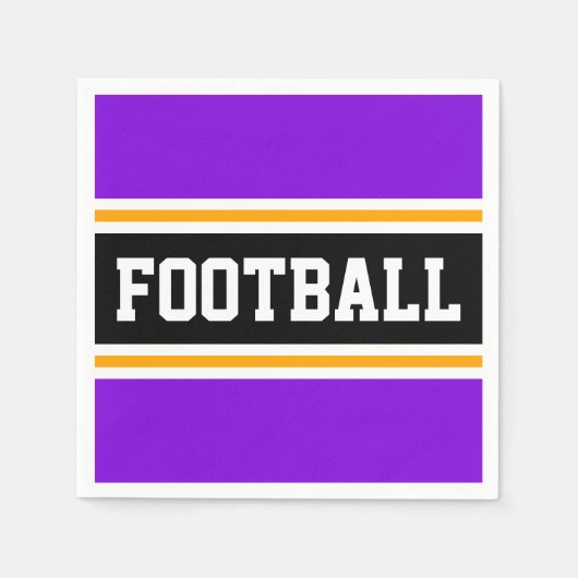 ブライトパープル白黒イエローサッカーストライプ選手 スタンダードカクテルナプキン (正面)