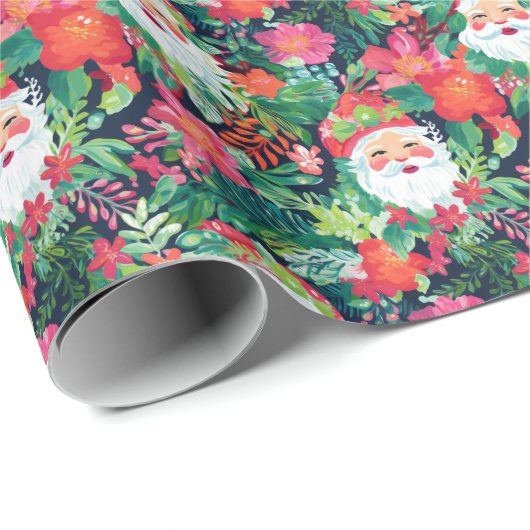 ブライトパームビーチクリスマスサンタウォーターカラー ラッピングペーパー (ロールコーナー)