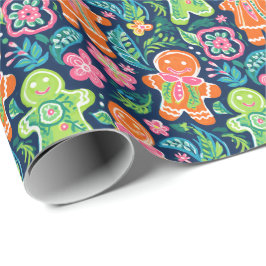 ブライトパームビーチクリスマスジンジャーブレッド ラッピングペーパー