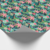 ブライトパームビーチクリスマスツリーズウォーターカラー ラッピングペーパー (角)