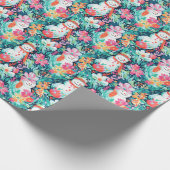 ブライトパームビーチクリスマス雪だるま水彩 ラッピングペーパー (角)