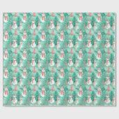 ブライトパームビーチクリスマス雪だるま ラッピングペーパー (フラット)