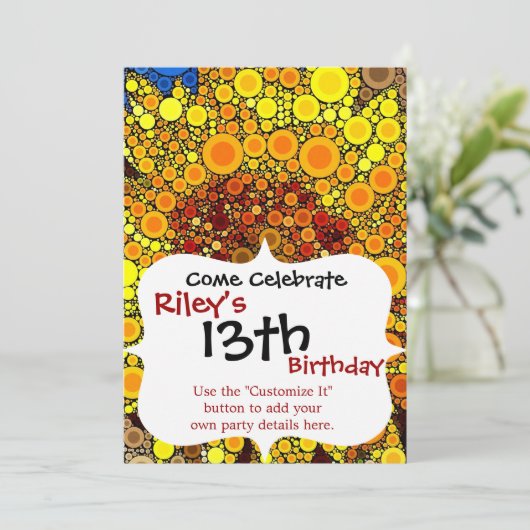 ブライトヒマワリーサークルモザイクデジタルアートプリント 招待状 (スタンド正面)