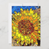 ブライトヒマワリーサークルモザイクデジタルアートプリント 招待状 (裏面)