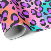 ブライトヒョウ、ピンクパープルアクア ラッピングペーパー (ロールコーナー)