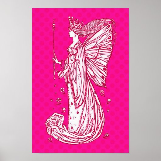 ブライトピかわいらしックバタフライフェアリープリント ポスター (正面)